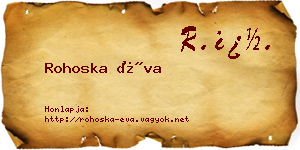 Rohoska Éva névjegykártya